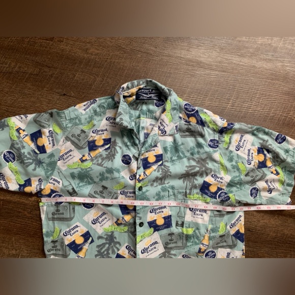Newport Blue Corona Extra Hawaiian tropical shirt beer vacation men’s sz L EUC - Picture 10 of 10